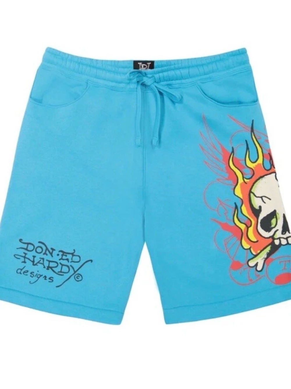 Ed Hardy Turquoise Flame Skull Athletic Shorts